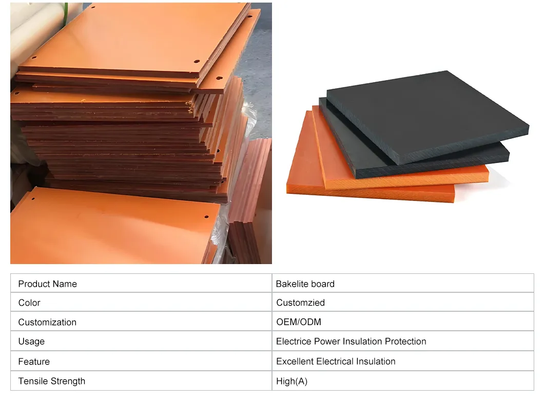 Hoja de Bakelita marrón y naranja aislante de laminado fenólico con tela para la placa de aislamiento de aparatos electrónicos laminada de epoxi
