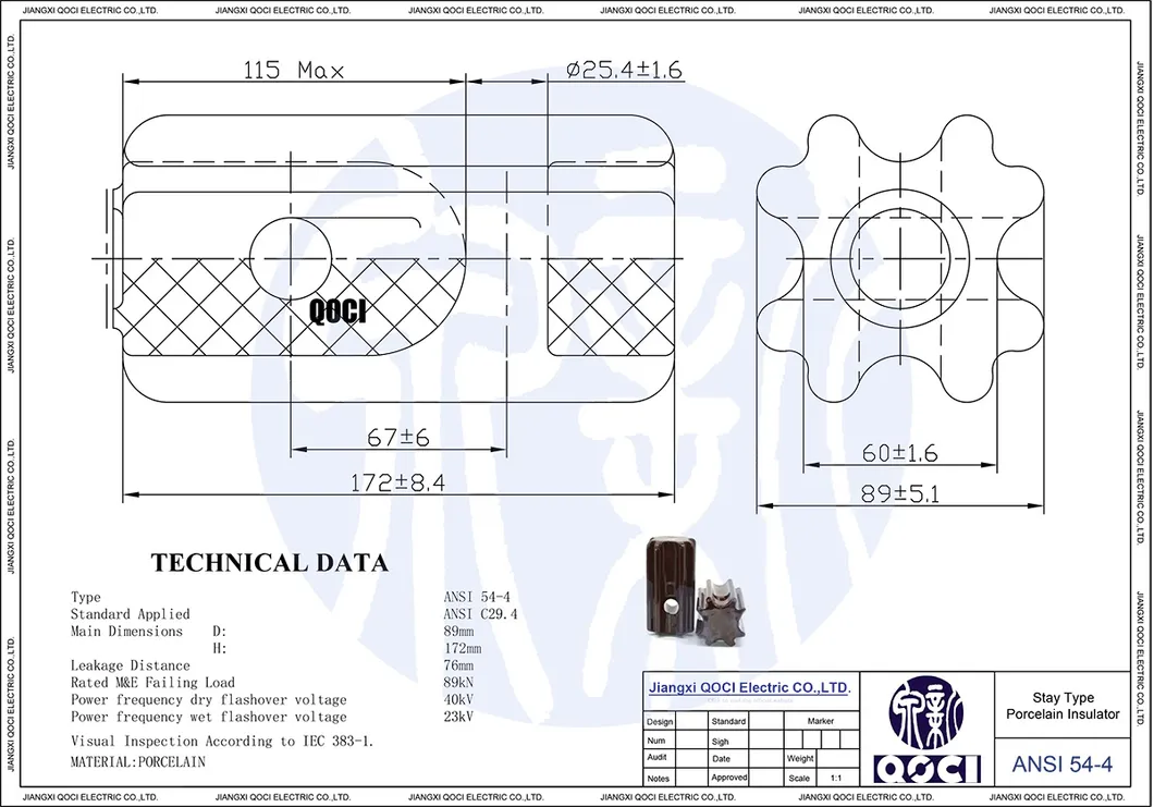 33kv ANSI 54-4 Aislador de porcelana de baja tensión para línea de transmisión
