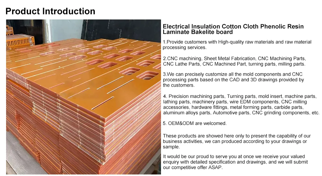 Hoja de Bakelita marrón y naranja aislante de laminado fenólico con tela para la placa de aislamiento de aparatos electrónicos laminada de epoxi