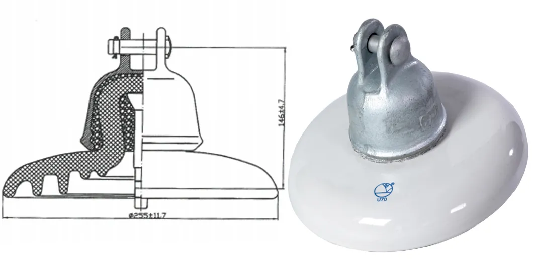 Esquema técnico del aislador de porcelana