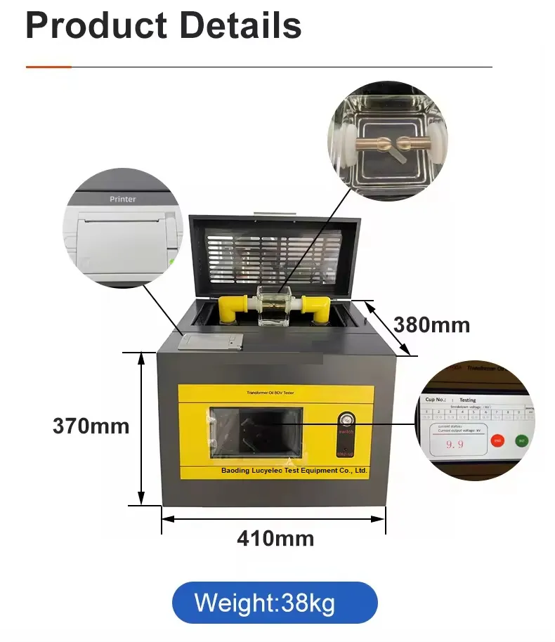 Prueba de Aparato de Tensión de Ruptura de Dielectricidad del Aceite Aislante de Transformador de Potencia