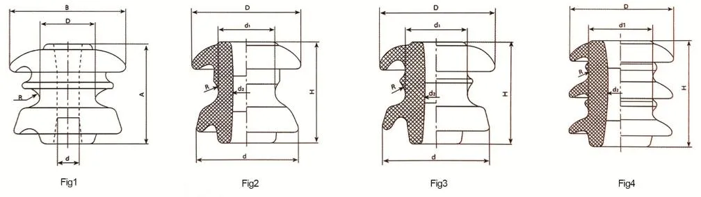 Dibujo técnico de aislador de carrete de porcelana