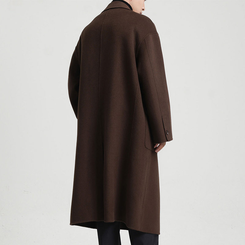 Weshallo Winter Single Breasted Long Woolen Coats Luxury 100% Wool Trench Coat for Men