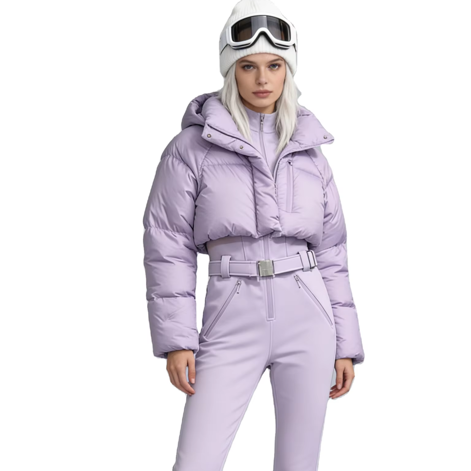 Women's Waterproof Breathable One-Piece Jumpsuit Winter Outdoor Windproof Jacket Pants Zipper Closure Plus Size Ski Snowboard