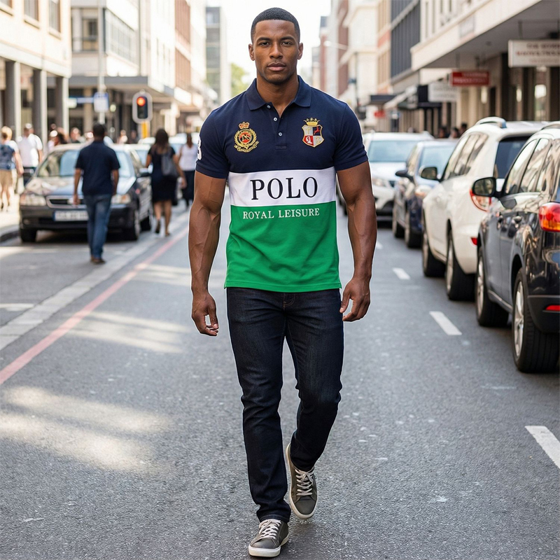 Men's High Quality 100% Cotton Pique Polo Shirts Plus Size 3D Embroidered Sporty Short Sleeve T-Shirts America Style