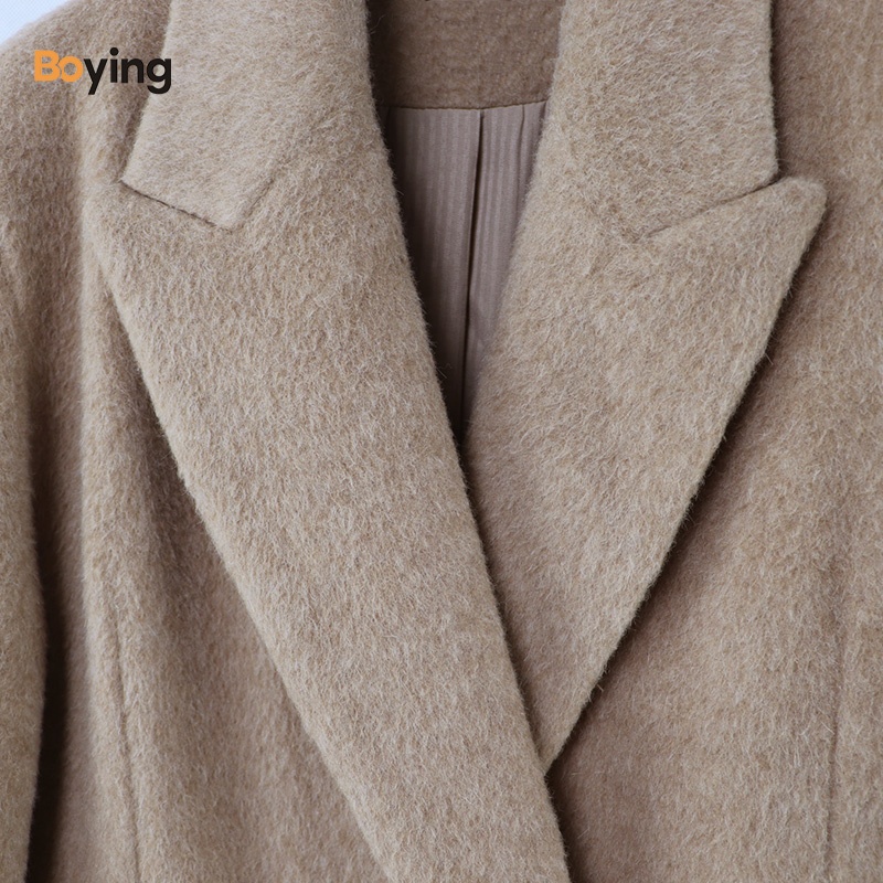 Boying 2026 New Style Women's Casual Wool Trench Jacket Double-Breasted Long Length Double-Faced Felt Fabric Hot Sale Coat