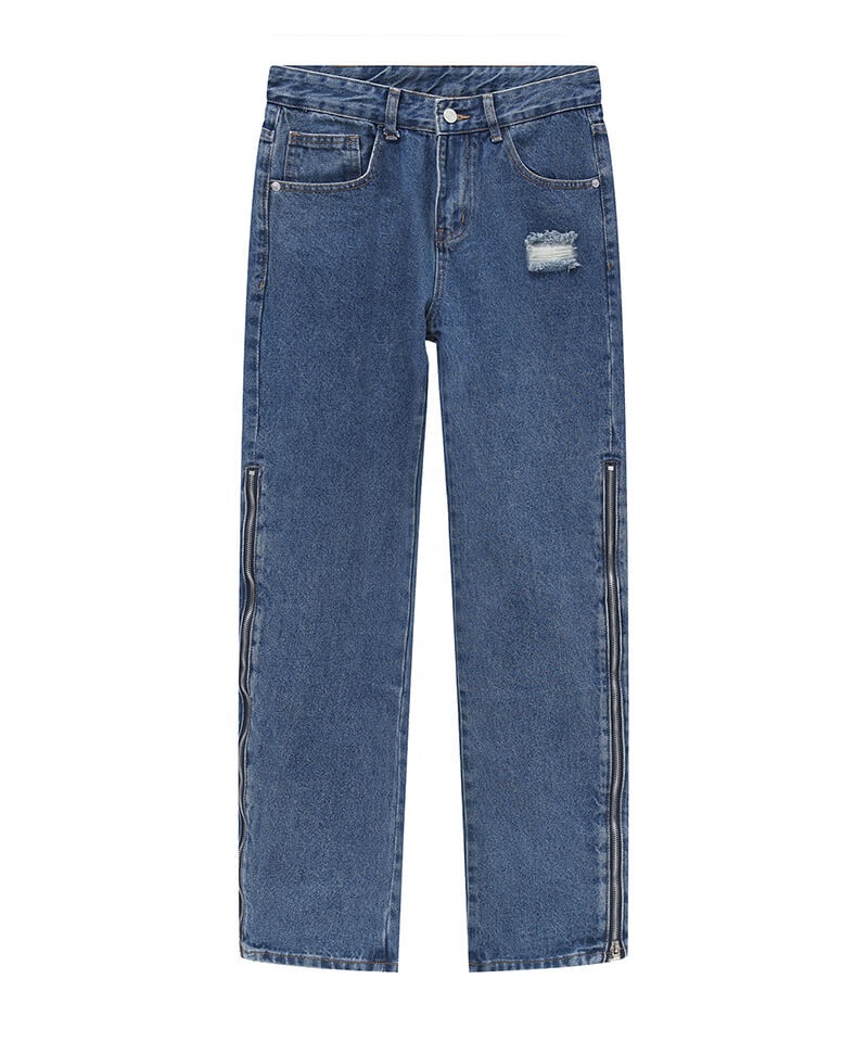 Custom Men Jeans Trousers Latest High Quality Men Flare Jeans With Zippers