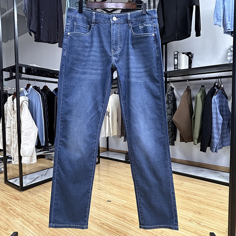 Men's Medium Wash Distressed Overalls High Eco-Friendly Slim Fit Denim Pants for Autumn/Winter/Summer Casual Daily Street Wear