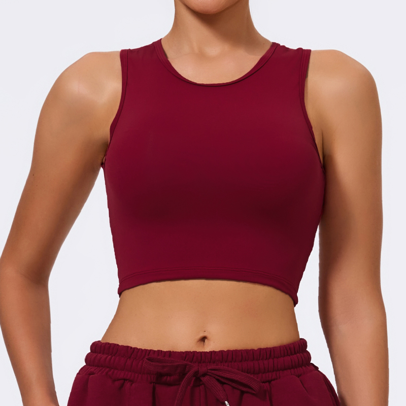 Bulk Women's Brown Backless Crop Quick Dry Tight-fitting Gym Sports Yoga tank Top for Custom logo