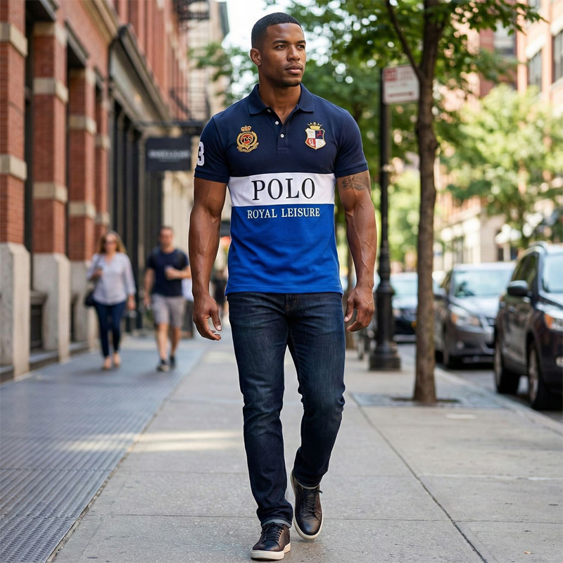 Men's High Quality 100% Cotton Pique Polo Shirts Plus Size 3D Embroidered Sporty Short Sleeve T-Shirts America Style