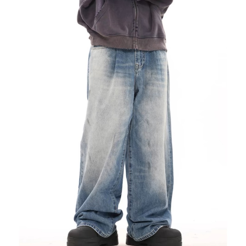 Pants Customer Wash Dirty Jeans Straight Leg Cargo Wholesale Boyfriend Jeans Men's Hip Hop Mid Waist Denim Jeans