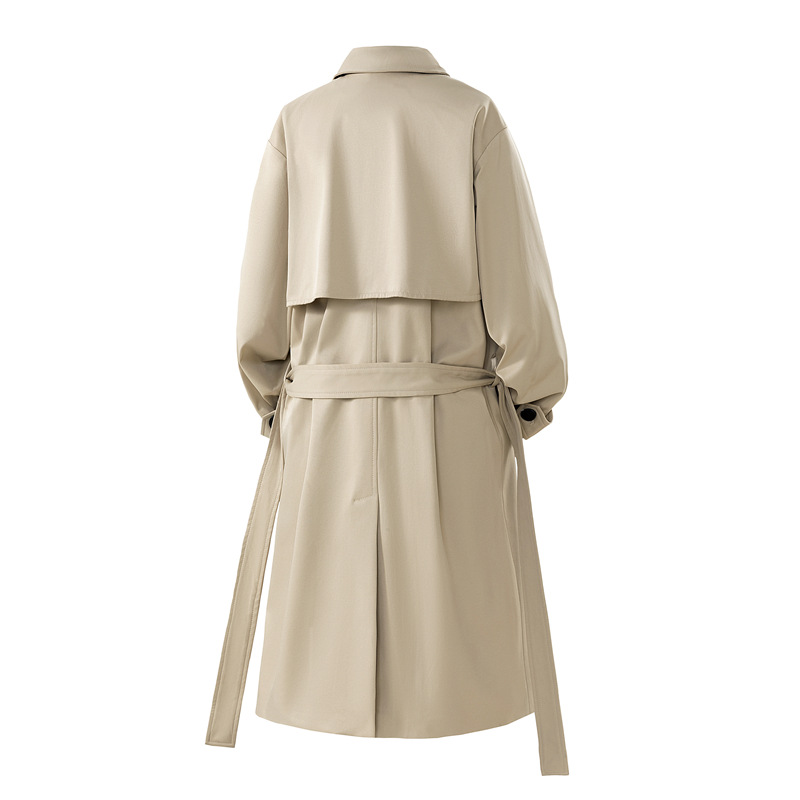 2025 Men's Balmacaan Coat Mid-Length Trench Coat Fashion Rivet Decor Oversized Lapel Collar Long Jacket Streetwear Wholesale
