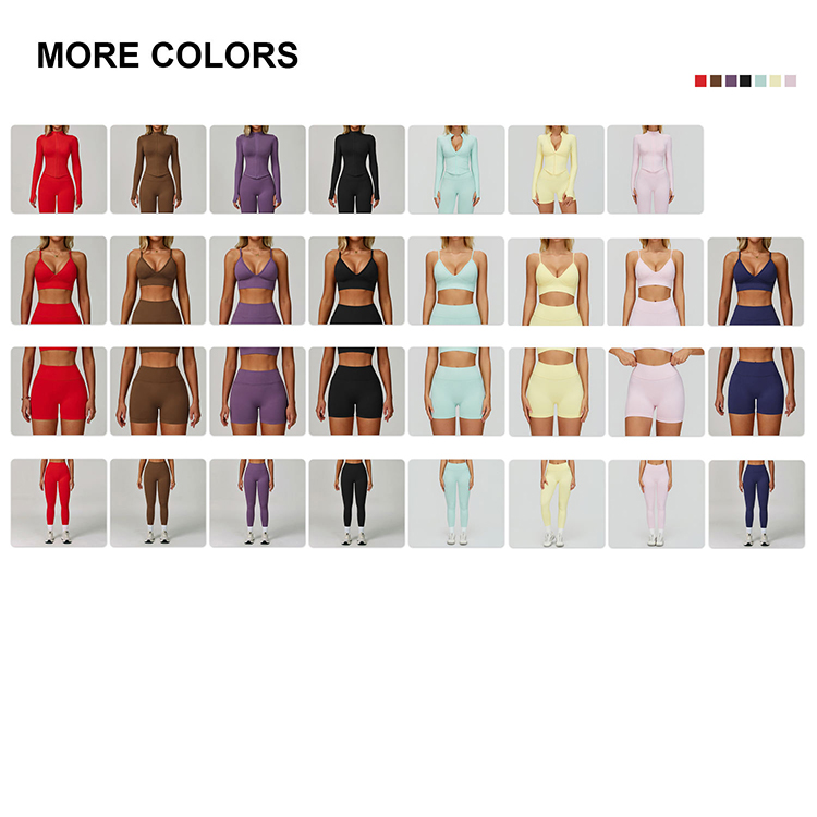 Wholesale Sportswear Active Wear Jacket Plus Size Seamless Gym Clothes Workout Yoga Leggings and Bra Sets for Women