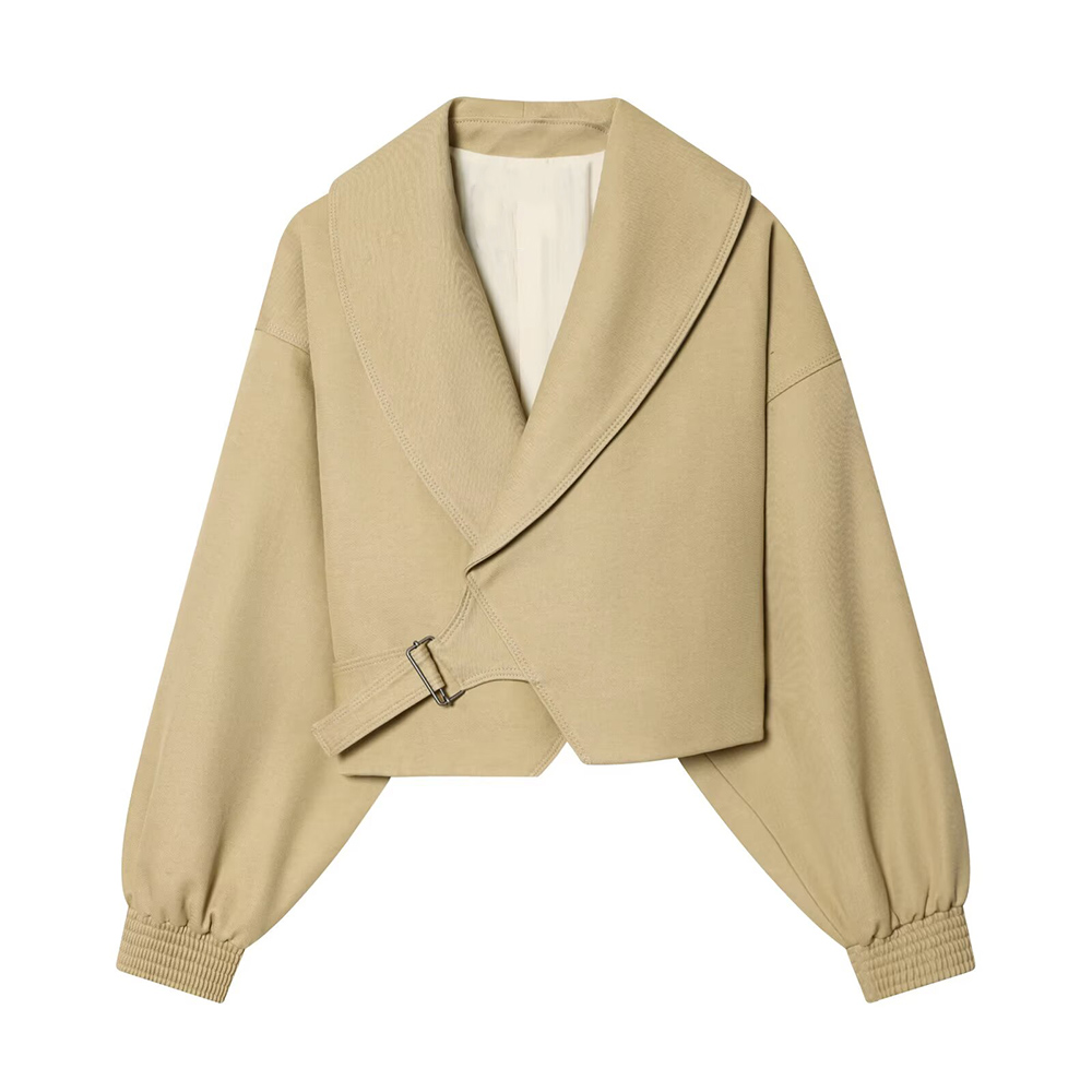 PB&amp;ZA Women 2026 Spring/Summer Fashion Chic Overcoat Vintage Simple Coat Short Windbreaker Long Sleeves Casual Female Outerwear