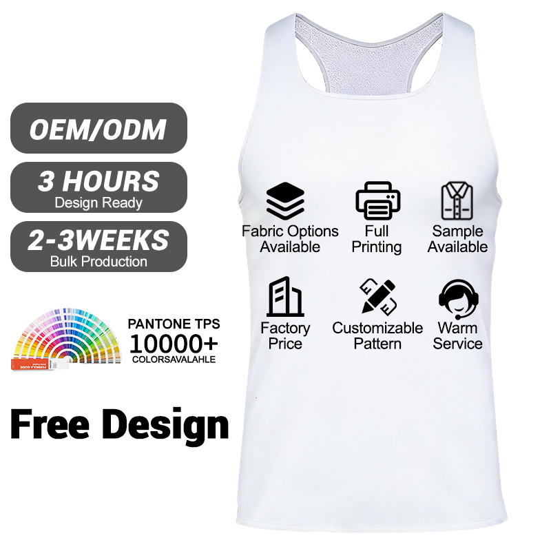 Quick Dry Custom Logo Stretchy Tight Crew Neck Athlete Body Building Sleeveless Shirt Leisure Vest Marathon Gym Running Singlet