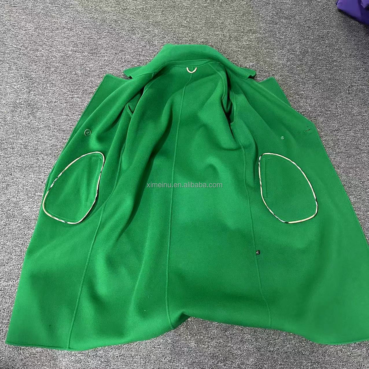 Winter Solid Color Trench Coat fabric detail