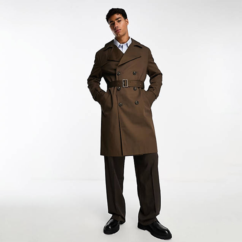 Wholesale Jacket Manufacturers Polyester Cotton Long Trench Coats for Men Custom Oversized Trench Coats