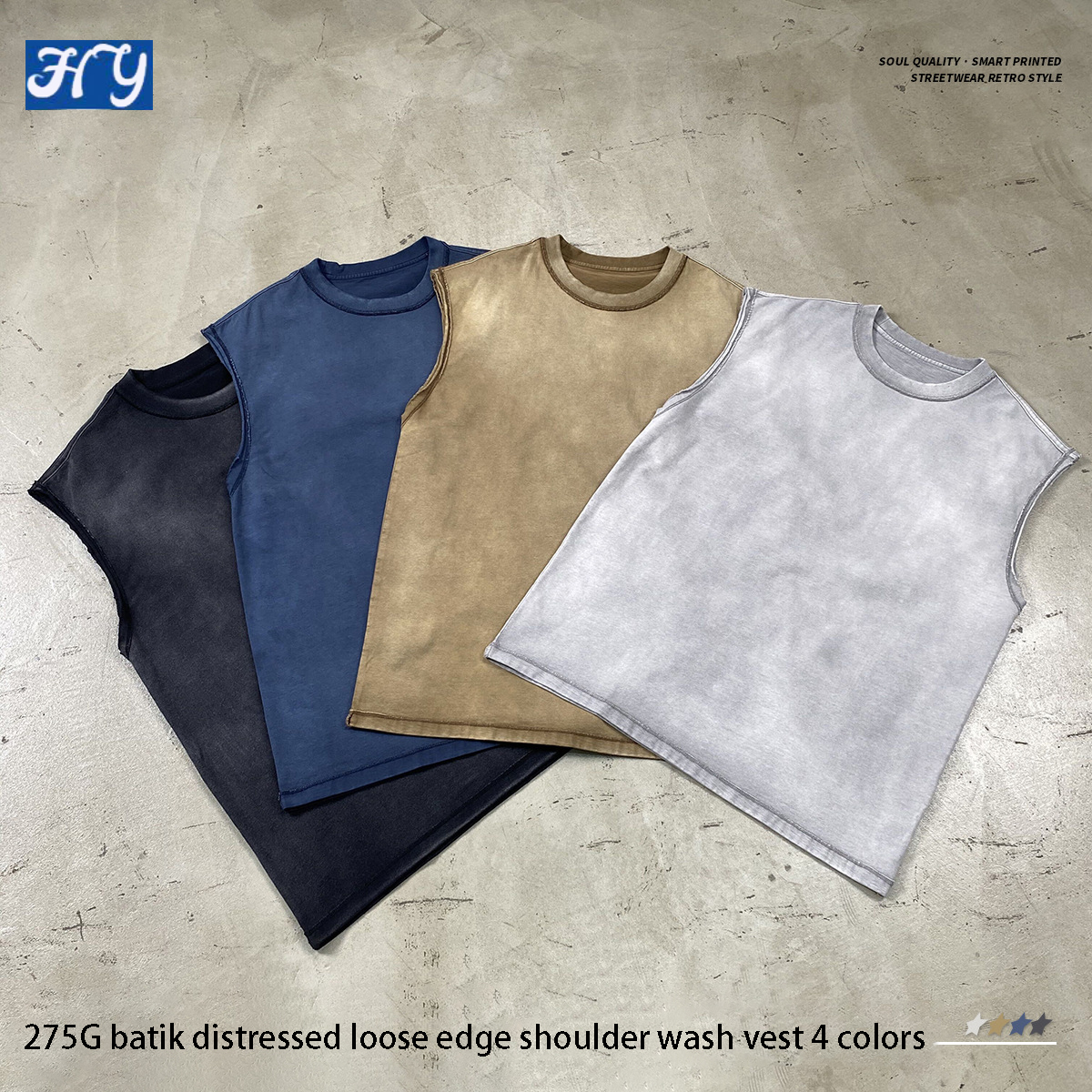 Wholesale Cotton Tank Top Custom Sleeveless T-shirt Men Loose Oversized Acid Wash Mens Sleeveless Vest