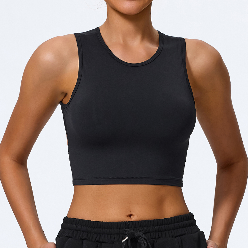 Bulk Women's Brown Backless Crop Quick Dry Tight-fitting Gym Sports Yoga tank Top for Custom logo