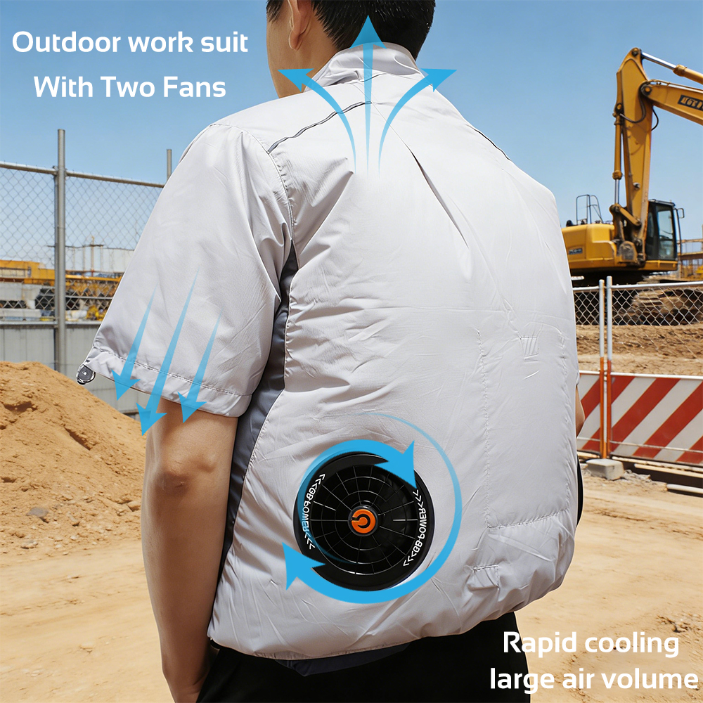 Built-in Ice Pack Breathable Fan Outdoor Work High Quality Reflective Vest Cooling Short Sleeves Jacket Wtih Brushless Fan