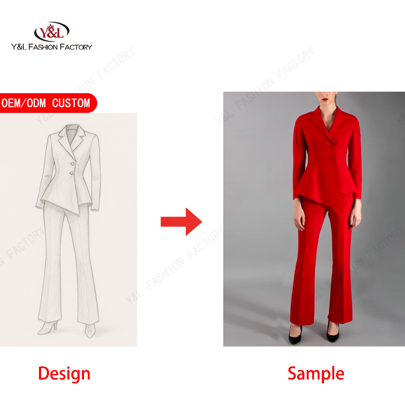 BSCI Certified High Quality Ladies Formal Wear Factory OEM ODM Women's Wool Blend Suit &amp; Blazer Office Lady Style