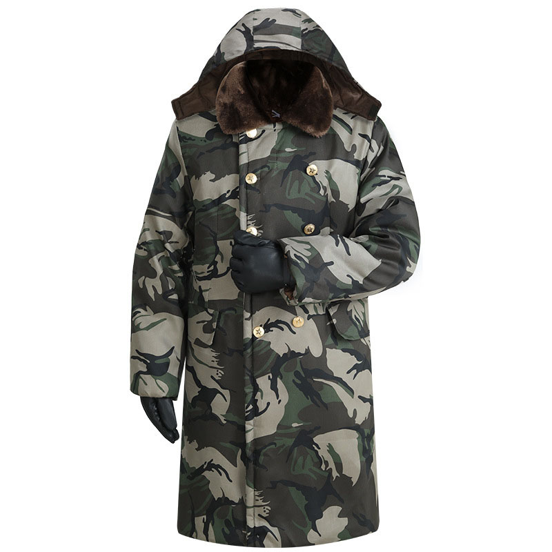Autumn Winter Men's Hooded Blazer Workwear Coat Business Cotton Long Warm Windproof Overcoat