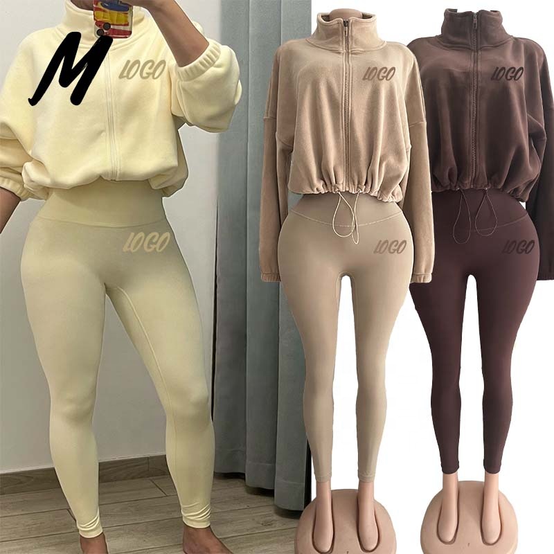 Women's Winter Warm Outdoor Polar Fleece Sports Coat Stand Collar Full Zip Casual Gym Suit Active Yoga Wear Top