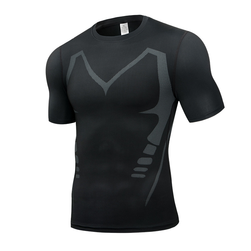 Wholesale Compression Shirt Men's Elastic Quick Drying Running Short Sleeve Men T-shirt Sports Fitness Tights