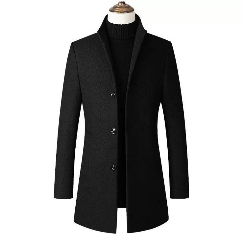 2026 New Design Men's Long-Sleeved Coat - Simple Standing Collar, Long-Sleeved, Warm and Business-Friendly Coat for Autumn