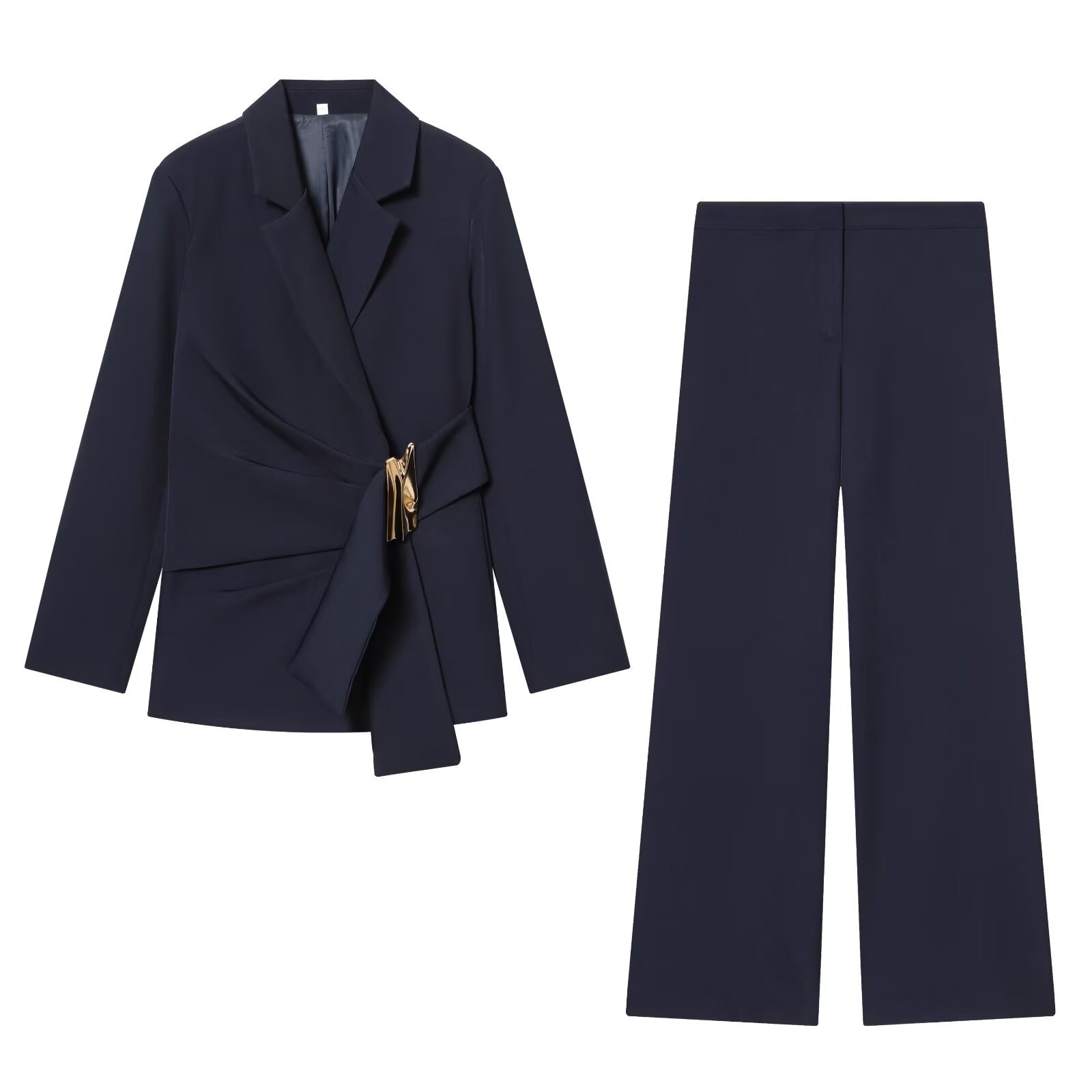 PB&amp;ZA Womens 2026 Winter Collection Buckle-Embellished Velour Anti-Wrinkle Full Length Full Sleeve Blazer Suits &amp; Blazers
