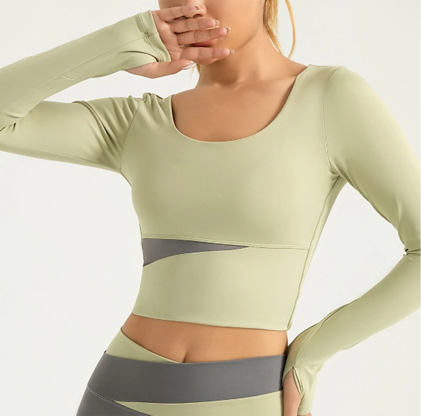 Custom Women's Scoop Neck Yoga Top Spandex Yoga Fitness Running Tee Tshirt Long Sleeve Sport Activewear Breathable Stretch Slim
