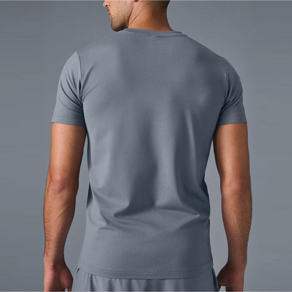 Customized Polyester Gym Fitness Men's T-Shirt Quick-Dry Slim Fit Tight Stick Sleeve O-Neck Tee Screen Printing T Shirt for Men