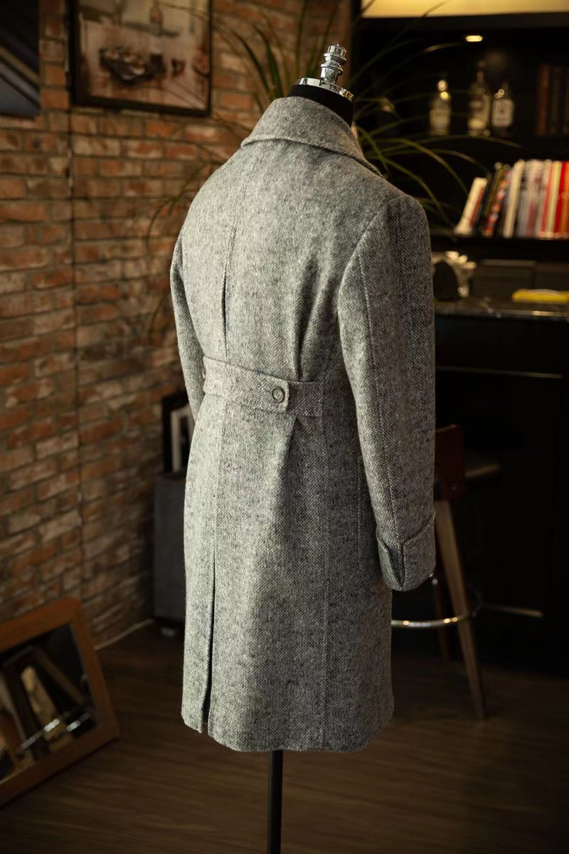 New Men Cotton Coats Autumn Winter Solid Color Cold Resistant Men Woolen Overcoat Double Collar Casual Trench Coat Male