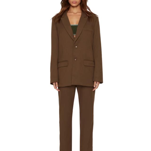Runwaylover E4025 NEW DESIGN BROWN BLAZER and PANTS OUTFIT