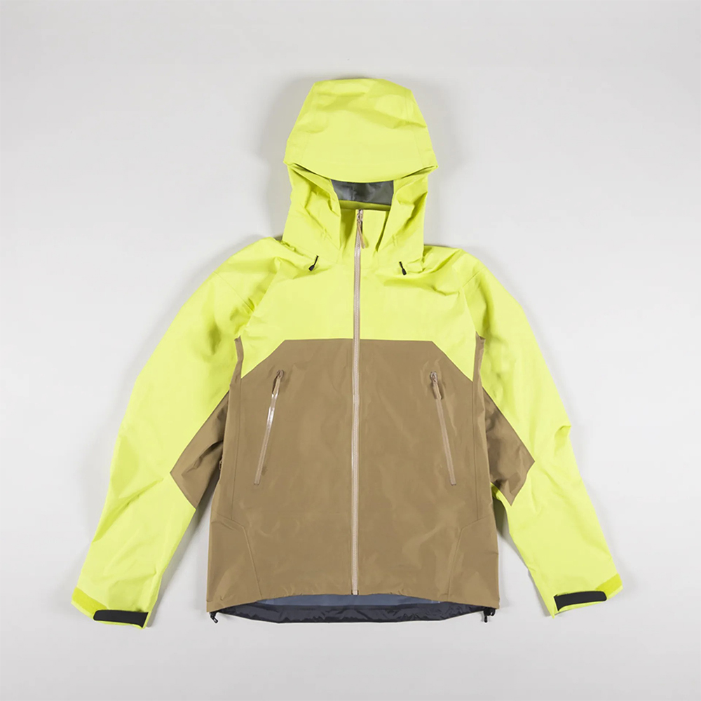 Custom Logo Mens GORE-TEX Hard Shell Jacket Euphoria Yellow Brown Waterproof Outdoor Windbreaker Jacket