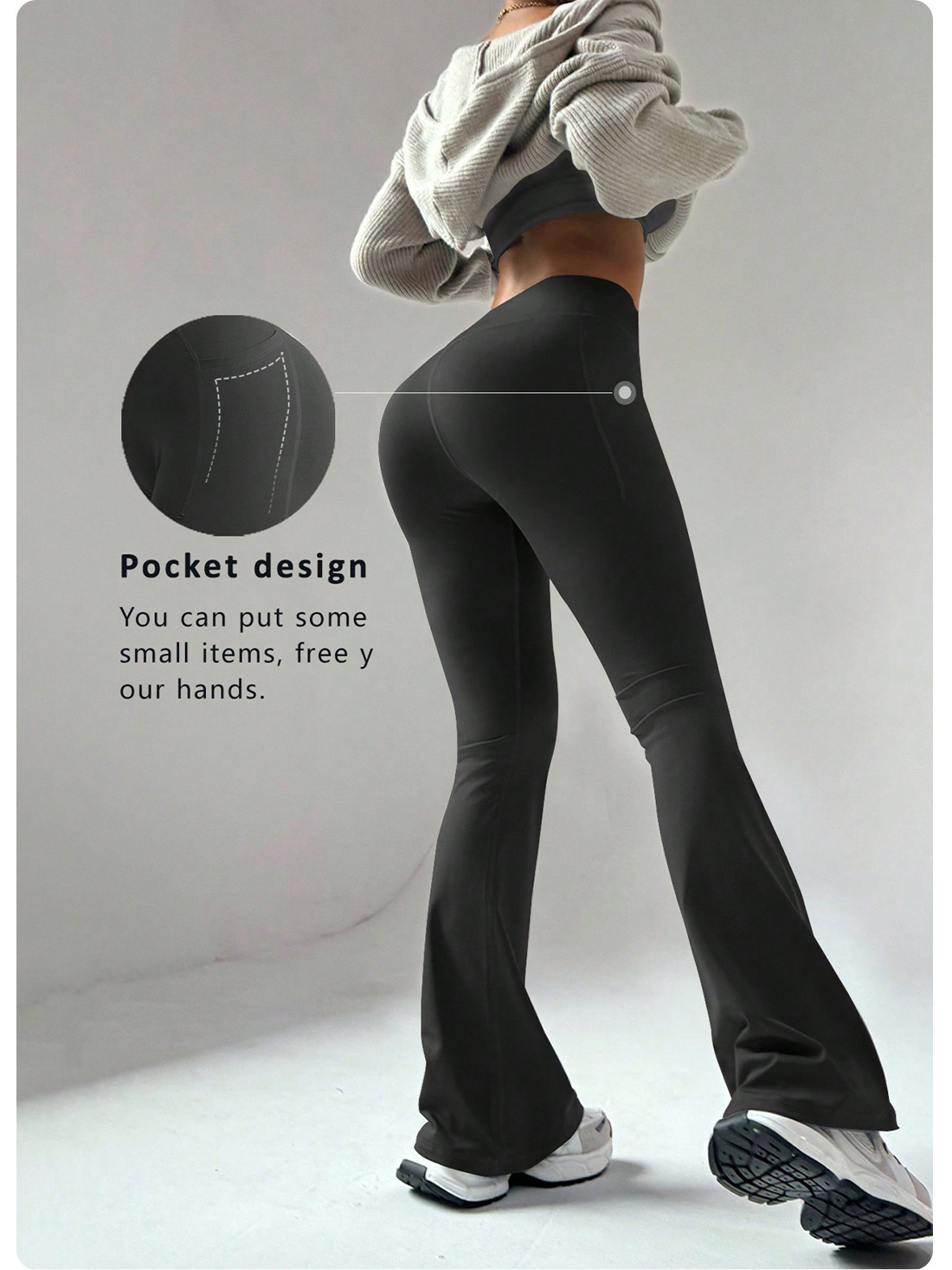 Leggings With Pockets For Women,Soft High Waisted Tummy Control Bootcut Workout Yoga Pants For Cycling Running Daily Wear