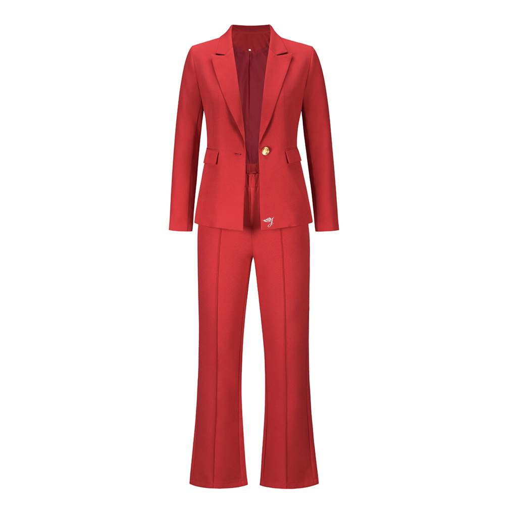 Women's Formal Red Blazers Autumn Solid Style Suits &amp; Blazers for Ladies