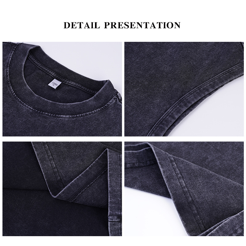 Custom Men's Vests Streetwear Top Heavyweight 230 Gsm Blank Oversized Acid Washed Vintage T Shirt Sleeveless T-shirt Tank Tops