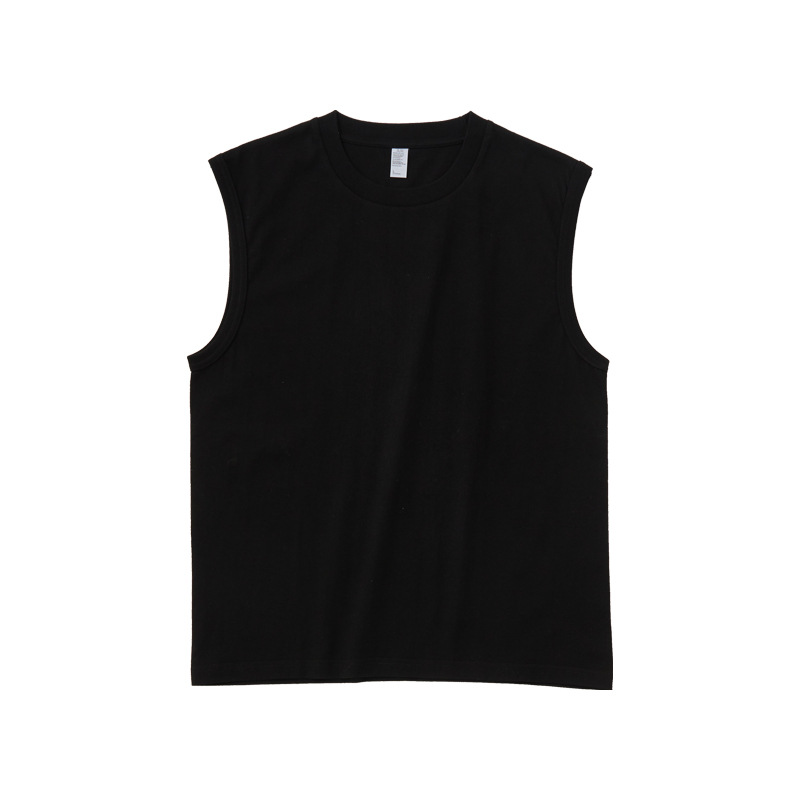 OEM Printed Logo 250g Heavy Cotton Sleeveless Tank Top Plain Blank Sports Gym Singlet for Men 100% Knitted Cotton Loose Plus