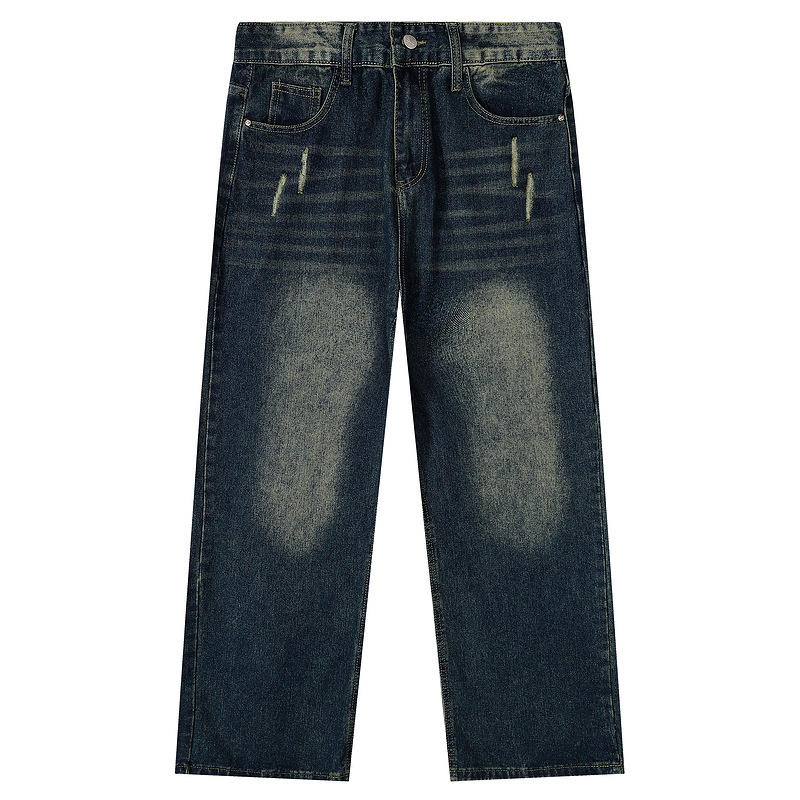 New Best Custom Design Straight Embroidered Sweet Button Breathable Jeans for Men Autumn Summer High Quality Denim Pants Low