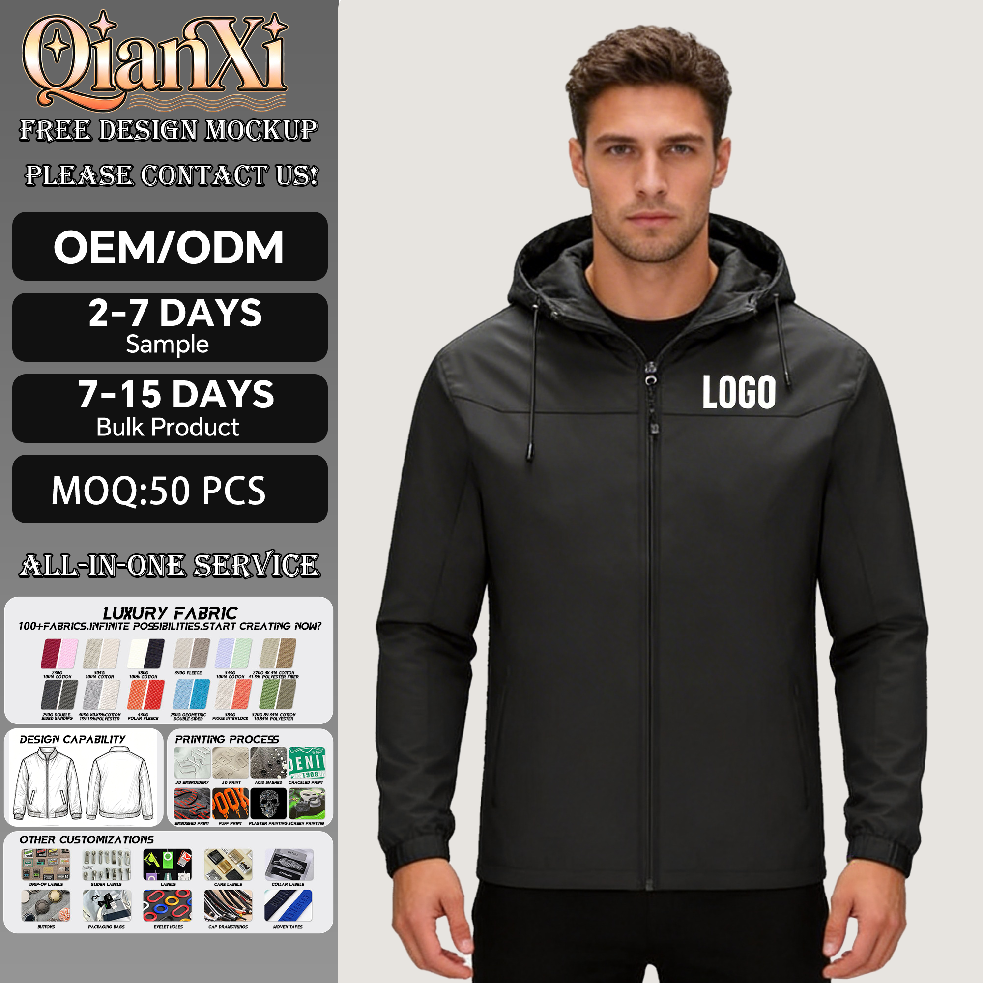 High Quality Custom LOGO Outdoor Men Hiking Fishing Softshell Waterproof Windbreaker Jacket for Men