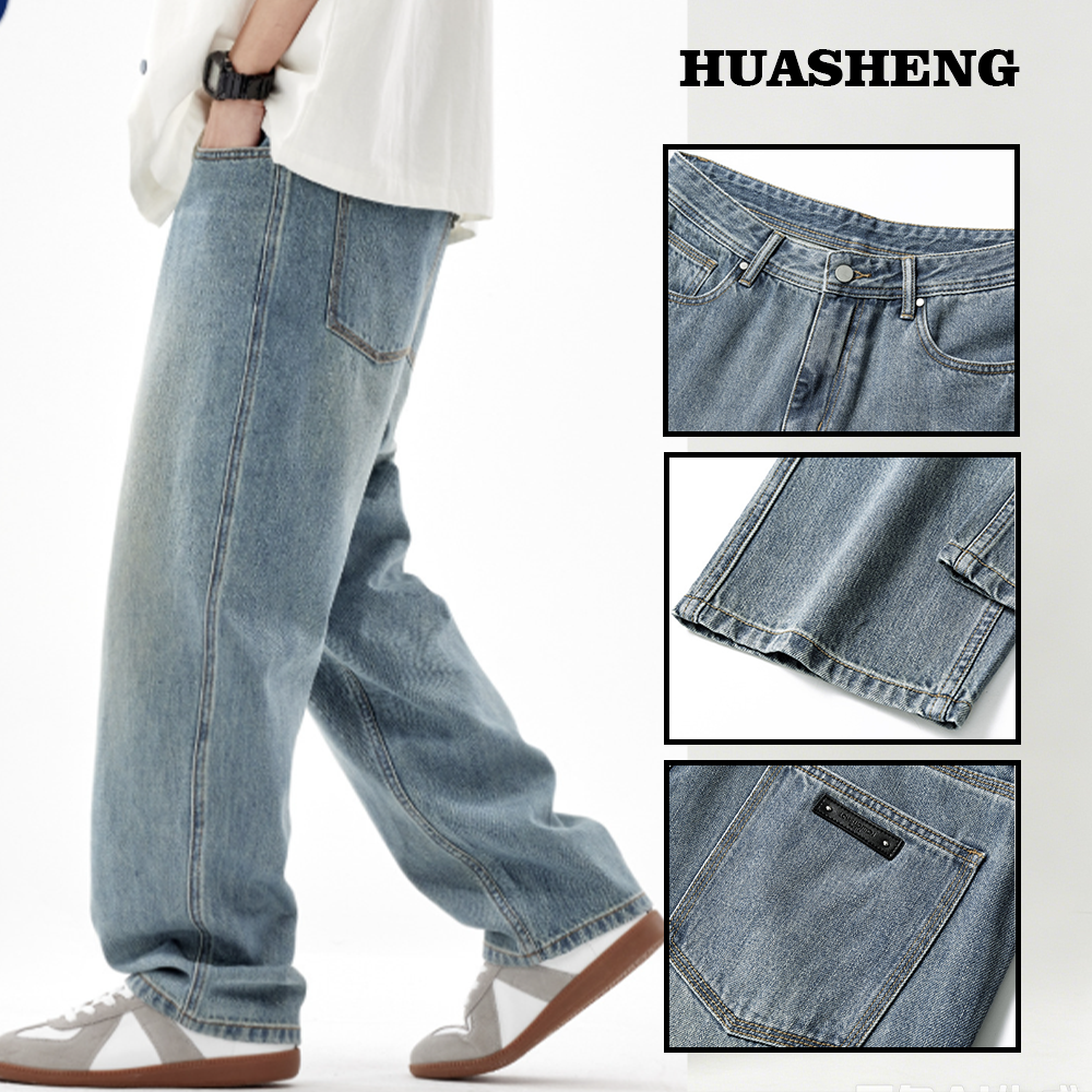 High Quality Slim Fit Men's Denim Pants Casual Fashion Winter Distressed Knitted Weave Straight Leg Men Jeans