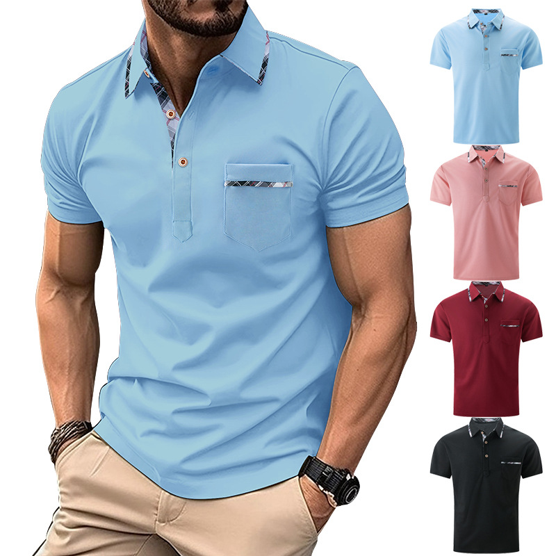 New Arrivals S-3XL Solid Men's Casual Polo Shirts Factory Button up Collar Leisure Style Shorts Sleeve Polo Shirts for Men