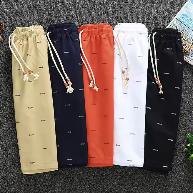 100% Cotton Men's Board Shorts Breathable Eco-Friendly Summer Casual Elastic Waist Custom Logo ODM OEM Blank Plus Size