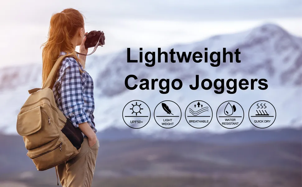 Womens Recycled Eco-Friendly Cargo Jogger Lightweight Quick Dry Hiking Stretching Pants
