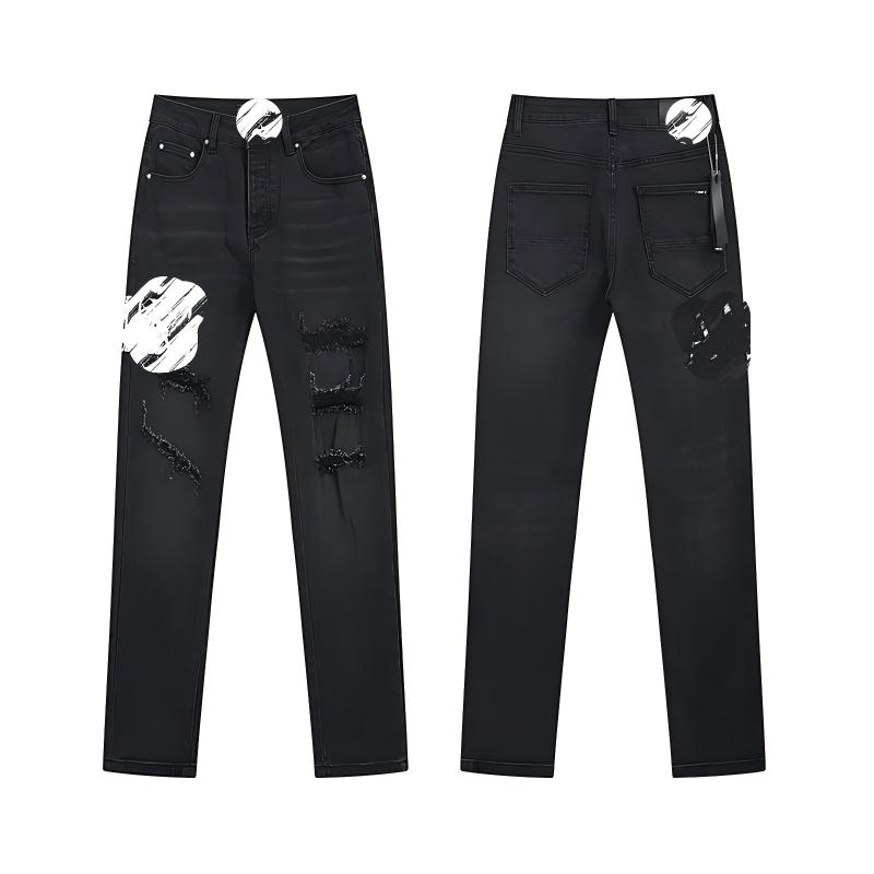 High Quality Amiry Jeans Ripped Blue Quick Dry Casual Pencil Pants Men Factory Wholesale Customize Denim Washed Jeans