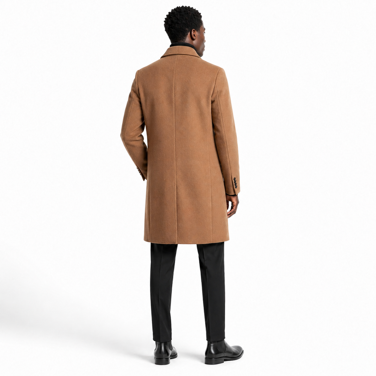 YIMENG Custom Double-Faced Cashmere Coat Men's Double-Breasted Korean Woolen Coat Black Winter Jacket Overcoat Men Clothing