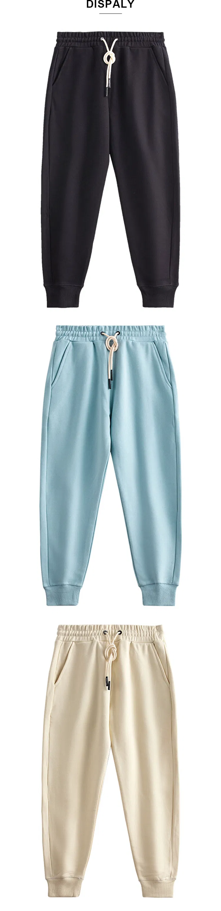 98009 New Style China Wholesale Women Tight Hemmed Waistband Drawstring Thickened Plush Sports Running Casual Jogger