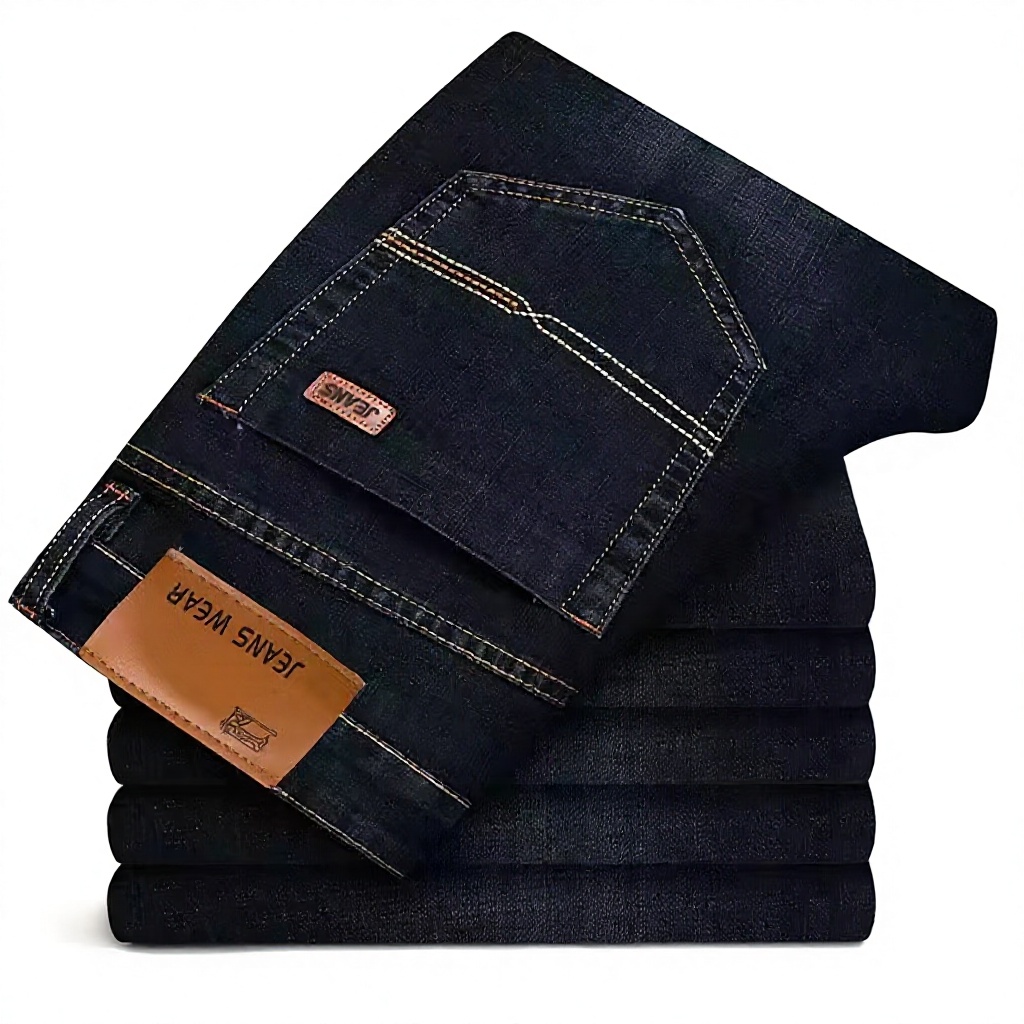 Jeans for Men, Multi-Color Optional, Slim Straight-Leg Business Casual, Retro V-Pocket Washed Denim TrousersJeans Hommes