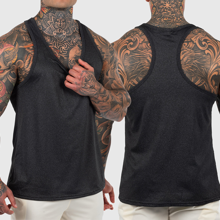 Wholesale Price Men Sleeveless Gym Training Athletic Workout Shirts Polyester Men's Bodybuilding Stringer Tank Top Muscle Shirt